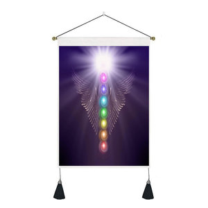 35*50cm Pronto per la spedizione Psichedelico Rosso Sole Facce Tarocchi Parete Arazzo Appeso Ragazza Indiana di Tiro Sette Chakra decorativo Arazzi - Product Image 6