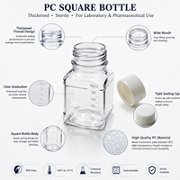 Bouteille de culture en plastique carrée transparente pour laboratoire, conteneur de culture cellulaire 250 ml 500 ml pour la microbiologie