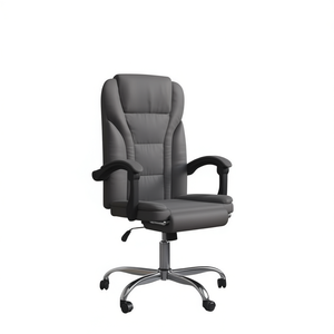<b>Grey</b> Faux Leather <b>Office</b> <b>Chair</b> With Chrome Base Reclining Executive Swivel <b>Chair</b> For <b>Office</b> Use - Product Image 1