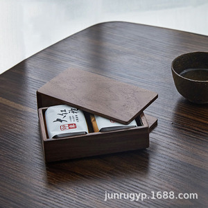 Caja de té de madera de estilo chino, recipiente rectangular pequeño para té, almacenamiento portátil para viajes, para envasado de té - Product Image 2