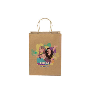 מותאם אישית לסביבה שחורה קראפט נייר סופרמרקט קניות שקית סגנון חולצת טריקו קלאסי ידית עם לוגו משלך מודפס - Product Image 4