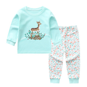 Vendita calda 100% Set di <span class=keywords><strong>abbigliamento</strong></span> per bambini in cotone con stampa di cartoni animati Set di pigiami per bambini e pantaloni a manica lunga per neonati - Product Image 1