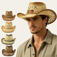 Sombrero de Paja Personalizado con Logotipo para Hombre, Estilo Vaquero, para Playa, Pesca, Verano