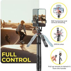 Perche à selfie Ezgo 62 pouces en alliage avec trépied et lumière LED 3W pour l'enregistrement et la photographie, support universel pour téléphone - Product Image 4