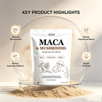 Vegan Maca Poeder Mushroom Blend Peruaanse Zwarte Maca met Leeuwenmanen & Reishi voor Uithoudingsvermogen & Hormonale Balans Mushroom Poeder