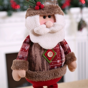 Figura de Muñeco de Nieve Navideño Nostálgico, Vestido con Tela a Cuadros Clásica, Diseño Elástico y Pequeñas Copos de Nieve, para Decoración de Bares - Product Image 3
