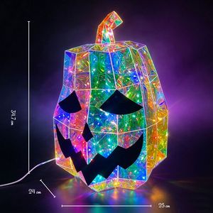 Lanterne citrouille irisée lumineuse pour Noël, lumières Jack-O'-lantern pour la décoration de centre de table de fête d'Halloween - Product Image 6