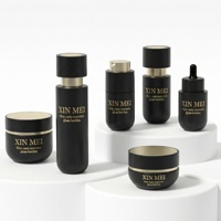 Ensemble de flacons cosmétiques en verre cylindriques noirs de luxe vides avec pompe pulvérisatrice et bouchon personnalisé - 30 ml/30 g/50 g pour soins de la peau, faux cils, blush