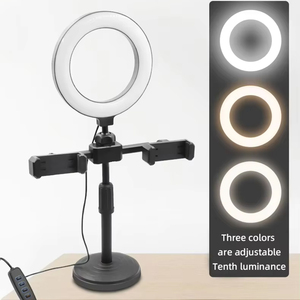 Soporte Doble para Teléfono con Anillo de Luz LED Blanco de 16 cm para Selfies, Trípode Ajustable para Video, 3 Colores, Luz de 6 Pulgadas, Precio Económico, Gran Venta - Product Image 3