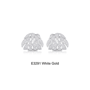 Eleganti orecchini con diamanti in oro bianco, taglio rotondo brillante, colore D naturale, gioielli di lusso da donna E3291 - Product Image 1