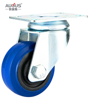 Vente directe du fabricant Roues à roulettes en caoutchouc élastique bleu de 3, 4 et 5 pouces, roulettes industrielles pour chariot à outils et chariot