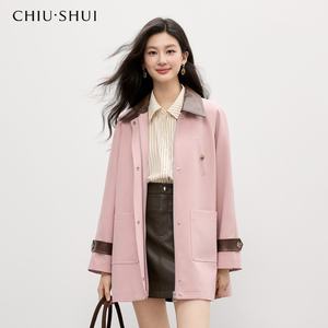 Manteau <span class=keywords><strong>trench</strong></span> mi-long pour femme, doublure en polaire vintage d'automne, fermeture éclair et design de col à revers assorti à tout - Product Image 1