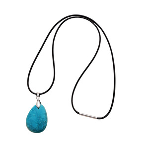 Collier en corde cirée avec pendentif en pierre turquoise en forme de larme, bijoux de mode pour femmes, artisanat culturel, cadeau - Product Image 5