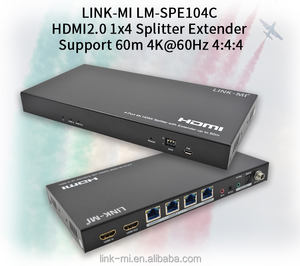 4K60Hz 1x4 <span class=keywords><strong>HDMI</strong></span> <span class=keywords><strong>Splitter</strong></span> <span class=keywords><strong>Extender</strong></span> 60M 18Gbps ผ่าน Cat5e/6กับ <span class=keywords><strong>HDMI</strong></span> LOOP OUT สนับสนุน IR SPDIF EDID poc RJ45 - Product Image 3