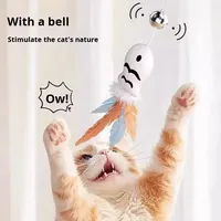 Mainan Tongkat Panjang Penggoda Kucing Alat Penghilang Kebosanan yang Menghibur Sendiri Konsumsi Energi Rendah Lonceng Kucing Tahan Gigitan
