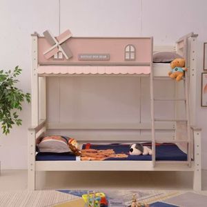 Lits superposés modernes français avec maison dans les arbres et toboggan, lit surélevé pour chambre parent-enfant - Product Image 3
