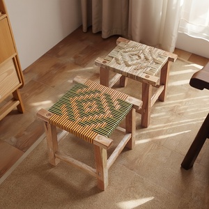 Tabouret et ottoman modernes et élégants en bois massif et rotin tressé, avec rangement intégré, pour la maison, la salle à manger ou comme <span class=keywords><strong>table</strong></span> <span class=keywords><strong>basse</strong></span>. - Product Image 1