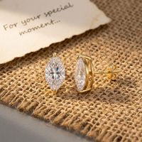 Boucles d'oreilles classiques solitaires en moissanite, en argent sterling 925 plaqué or 18 carats, bijoux fins pour femmes