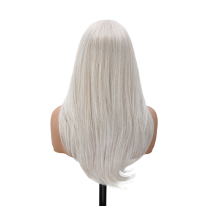 Perruque synthétique HD 13x3, lisse, dégradée, avec frontale pré-épilée, ligne de cheveux naturelle, blanc-brun, ajustable, transparente, pour usage quotidien - Product Image 2