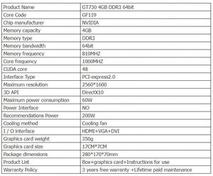 การ์ดจอ GeForce GT730 ลดราคาพิเศษ 4GB การ์ดแสดงผล HD สำหรับคอมพิวเตอร์ตั้งโต๊ะ มีสินค้าพร้อมส่ง ขายส่ง - Product Image 2