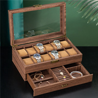 Boîte à montres en bois pour dropshipping Shopify, organiseur de bijoux, étui de rangement en cuir PU, boîte cadeau rétro pour montres et bijoux - Product Image 5