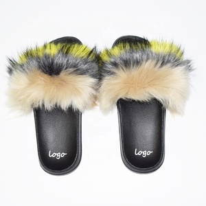 Pantofole in Pelliccia Sintetica da Donna, Sandali Morbidi in Finta Pelliccia di Volpe, <span class=keywords><strong>Ciabatte</strong></span> Personalizzate in PVC Nero per Interni - Product Image 6