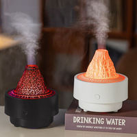 Nouvelle Version 2026 Mini Diffuseur d'Arômes Électrique en Plastique à Flamme Réaliste, Humidificateur Ultrasonique d'Arômes, Aromathérapie, Design Dégradé 7 Couleurs