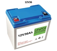 Batterie LiFePO4 à décharge profonde 12V 36Ah personnalisée OEM 12.8V 460.8Wh 2000+ cycles avec BMS pour VR, marine, solaire, hors réseau, camping – Vente directe usine