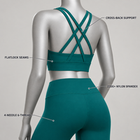 Ensemble de yoga pour femme : Soutien-gorge de sport, Leggings de fitness et de course à dos croisé, Pantalon taille haute effet push-up, Respirant et uni