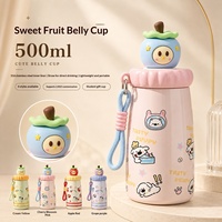 Bouteille d'eau isotherme en acier inoxydable 316 de 500 ml avec logo personnalisé, motif dessin animé mignon pour enfants, anti-fuite, avec paille et poignée