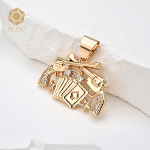Colgante de Pistola con Incrustaciones de Diamantes, Chapado en Oro de 18k, Éxito de Ventas en TikTok, Inspirado en el Hip Hop y el Rock - Product Image 3