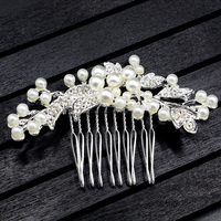 Peigne à cheveux de mariée élégant fait main, nouveau design, avec fleurs, cristaux et perles, pour mariage, vente en gros