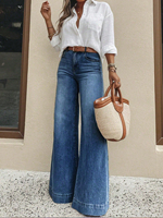 Jean évasé taille haute pour femme, coupe bootcut, en denim, style vintage rétro années 70, coupe ample, vente en gros OEM
