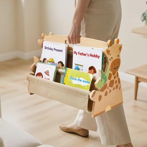 Estantería para Niños - Estantería de Madera de Doble Cara <span class=keywords><strong>con</strong></span> Caja de Almacenamiento de Lona, Apta para Dormitorios y Salas de Estar - Product Image 2