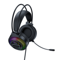 Casque de jeu filaire RGB supra-auriculaire d'entrée de gamme avec haut-parleurs de 50 mm, étanche, pour joueurs/PC