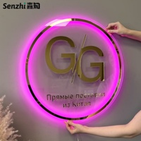 Enseigne lumineuse LED personnalisée avec logo en or de luxe, enseigne en acrylique rétroéclairée 3D pour salon de beauté, personnalisation du logo mural