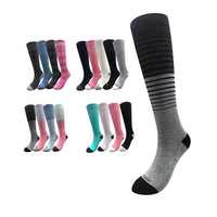 Nouveauté Chaussettes de compression en fibre de bambou pour hommes et femmes de haute qualité 15-20 mmhg tricotées en coton noir
