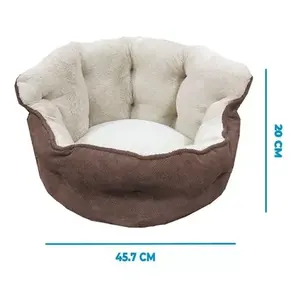 Ergonomic Round Dog Bed With Removable Washable Cover, Made Of Soft Coral Fleece And <b>Polyester</b> Fiber <b>Fill</b>, Suitable For Indoor U - Product Image 1
