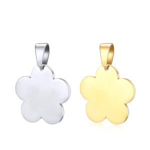 Pendentif vierge en acier inoxydable en forme de fleur, breloque en métal poli miroir pour chien, pendentif vierge antirouille pour la fabrication de bijoux DIY - Product Image 2