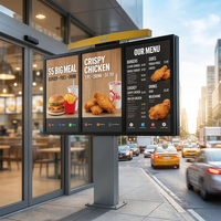 Tablero de Menú Digital para Autoservicio en Exteriores, Pantalla LCD 4K de Alto Brillo con Protección IP65 y CMS en la Nube Integrado para Publicidad de Comida Rápida