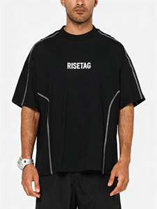 LTD-MT1051 Nuova Collezione Primavera-Estate, T-Shirt da Uomo Oversize con Logo Personalizzato Stampato e Cuciture a Contrasto - Product Image 1