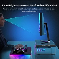 Base Elevadora de Monitor Metálica con Luces LED RGB, Puertos USB 3.0 y Carga Rápida, Soporte Amplio y Extralargo para Computadoras de Escritorio