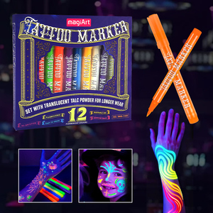 Custom UV <strong>Temporary</strong> <strong>Tattoo</strong> Marker <strong>Pens</strong> with Sticker Brush Tip Waterproof Glow in the Dark <strong>Temporary</strong> <strong>Tattoo</strong> for Body Painting - Product Image 1