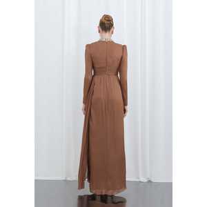 Robe fourreau élégante en mousseline de soie à col haut et taille empire pour le bureau, noire - Product Image 1