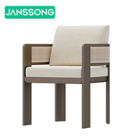 Ensemble de salle à manger extérieur moderne pour hôtel, table et chaises de terrasse de villa de luxe en corde tressée, mobilier de patio extérieur imperméable pour complexe hôtelier