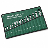 Jeu de clés à cliquet à tête flexible 14 pièces, 8-24 mm, acier CR-V, cliquet à 72 dents, avec étui de rangement