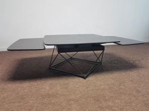 New Italian Design Tri-synchronous Motion <strong>Expanding</strong> Marble Glass <strong>Coffee</strong> <strong>Table</strong> with Stainless Steel Base - Product Image 4