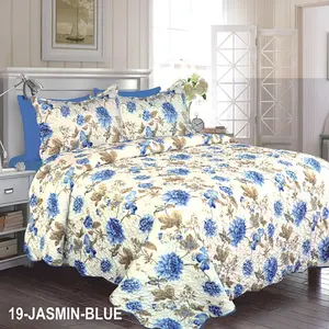 热卖6件套被子套装花卉图案双面绗缝轻质床罩床上用品套装