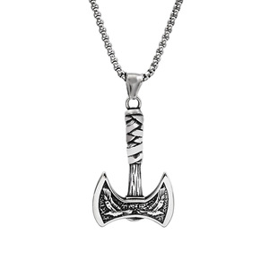 Yunnique – collier en acier inoxydable avec pendentif hache double face de style Viking, pour hommes et femmes, bijoux à la mode, chaîne de 3.0x60CM - Product Image 5