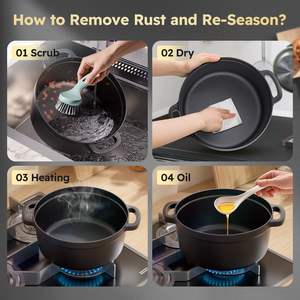 <span class=keywords><strong>Olla</strong></span> Holandesa <span class=keywords><strong>de</strong></span> <span class=keywords><strong>Hierro</strong></span> Fundido con Revestimiento <span class=keywords><strong>de</strong></span> Esmalte Antiadherente <span class=keywords><strong>de</strong></span> 26 cm, Apta <span class=keywords><strong>para</strong></span> Lavavajillas, Microondas y Horno, <span class=keywords><strong>para</strong></span> <span class=keywords><strong>Hornear</strong></span> <span class=keywords><strong>Pan</strong></span> y Cocinar Vegetales - Product Image 6